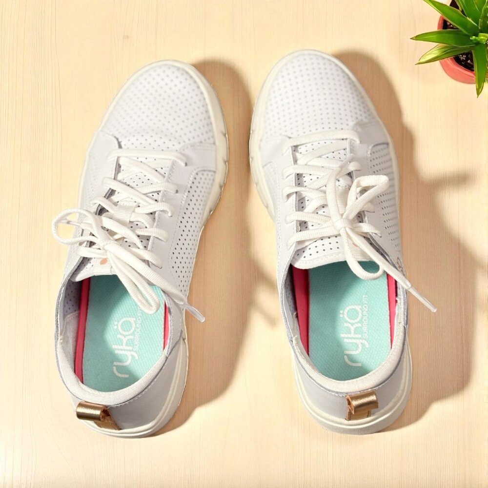 Ryka Hayden White Clean Lace Up Sneakers Tennis Shoes Athleisure Everyday Wear - Picture 4 of 7